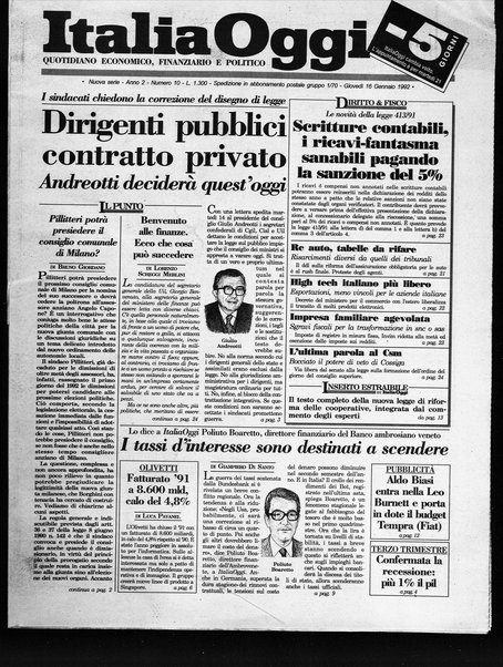 Italia oggi : quotidiano di economia finanza e politica